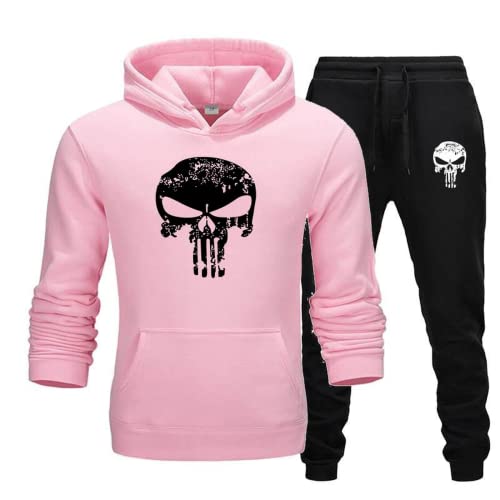 LEXAHO Unisex Totenkopf Jogginganzug Trainingsanzug Herren Kapuzenpullover Pullover Jogger Unisex Set Skull Jogginganzug 3D Pullover+Hose (Sportanzug 3,3XL) von LEXAHO