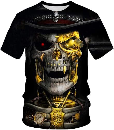 Totenkopf Herren T-Shirt 3D Schädel Männer Premium T-Shirt Herrenmode Lässig Rundhals Kurzarm S-6XL (Totenkopf2,L) von LEXAHO