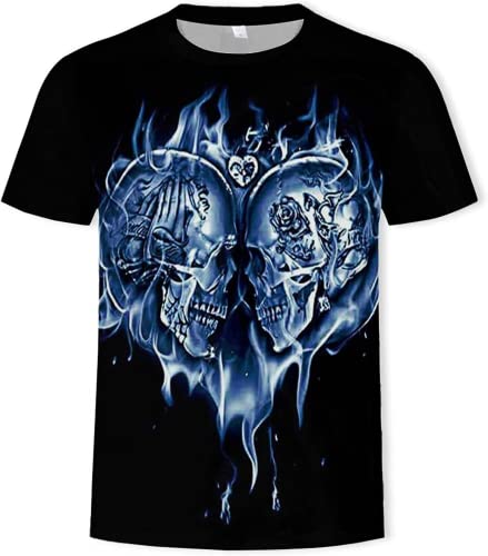 Totenkopf Herren T-Shirt 3D Schädel Männer Premium T-Shirt Herrenmode Lässig Rundhals Kurzarm S-6XL (Totenkopf8,5XL) von LEXAHO