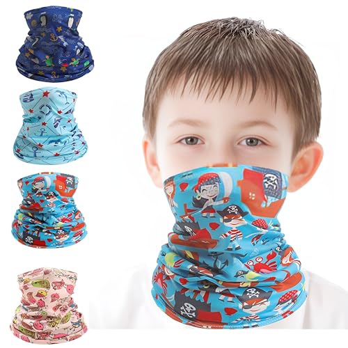 LEXICANMHS 4 Stück Kinder Schals, Loop Schal Kinder, Kinder Halstuch, UV-Schutz, Bandana, Sturmhauben für den Sommer,Outdoor Radfahren,Sturmmaske für Jungen Mädchen, Einheitsgröße von LEXICANMHS