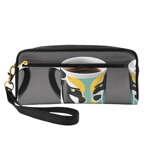 Wiederverwendbare Kosmetiktasche – Reise-Kulturbeutel, Kaffeebecher, Volldruck, Leder, kleine Tasche für Damen, Schwarz , Einheitsgröße Wiederverwendbare Kosmetiktasche – Reise-Kulturbeutel, Kaffeebecher, Volldruck, Leder, kleine Tasche für Damen, Schwarz , Einheitsgröße von LGHHGY