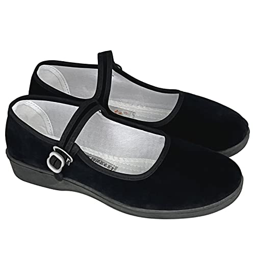 LGYKUMEG Ballerinas Damen Schwarz,Damen Trachtenschuhe,Samtschuhe Damen Mit Absatz,Die Sommerschuhe, Angenehm Und Luftdurchlässig,Schwarz,Schwarz,EU36 von LGYKUMEG