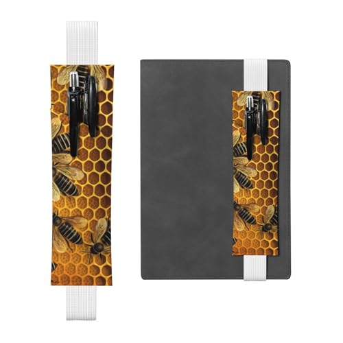 LHCVSFGW Elastischer Stifthalter für Notizbuch, Lesezeichen, PU-Leder, Stifthalter mit verstellbarem Band, Stifteetui, Bienen auf Bienenstock, Federmäppchen für Planer, Ordner, Bücher, Weiß, One Size LHCVSFGW Elastischer Stifthalter für Notizbuch, Lesezeichen, PU-Leder, Stifthalter mit verstellbarem Band, Stifteetui, Bienen auf Bienenstock, Federmäppchen für Planer, Ordner, Bücher, Weiß, One Size von LHCVSFGW