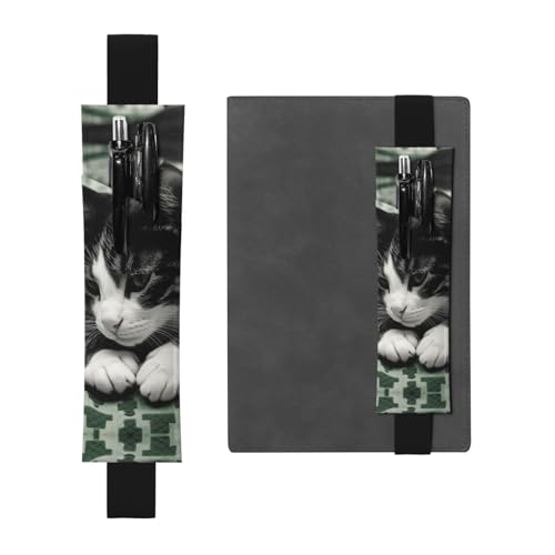 LHCVSFGW Elastischer Stifthalter für Notizbuch, Lesezeichen, PU-Leder, Stifthalter mit verstellbarem Band, Stifteetui, Schwarz und Weiß, Katze, Federmäppchen für Planer, Ordner, Bücher, Schwarz LHCVSFGW Elastischer Stifthalter für Notizbuch, Lesezeichen, PU-Leder, Stifthalter mit verstellbarem Band, Stifteetui, Schwarz und Weiß, Katze, Federmäppchen für Planer, Ordner, Bücher, Schwarz von LHCVSFGW