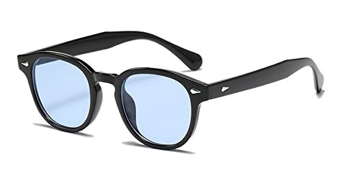 LHSDMOAT Unisex Vintage Sonnenbrille, Retro Johnny Depp Runde Sonnenbrille Herren Damen, Mode UV400 Sonnenbrille für das Fahren Angeln Foto Wandern von LHSDMOAT