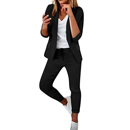 Hosenanzüge Für Damen Business Modern Elegant Blazer Anzug Set Einfarbig Streetwear Zweiteilig Hosenanzug Anzughose Revers Slim Fit Sportlich Büro Outfit Anzugjacke Sommer Freizeitanzug Hochzeit von LIANGTUOHAI