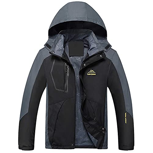 LIANGTUOHAI Regenjacke Herren Wasserdicht Atmungsaktiv Fahrradjacke Winddicht Outdoorjacke Softshelljacke Leichte Windbreaker Packbare Windjacke Fahrrad Motorrad Regenmantel mit Kapuze Winterjacke von LIANGTUOHAI