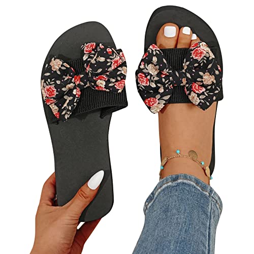 LIANGTUOHAI Strand Schlappen Damen Sommer Flache Sommersandalen Lässige Blumen Badeschuhe Bohemia Schlappi Strandsandalen offene Zehen Badeschlappen Elegant Flip Flops von LIANGTUOHAI