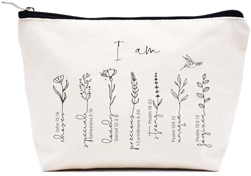 LIBIHUA Make-up-Tasche für Damen, Kosmetiktasche, Geschenke für sie, Reisetasche, Beige, 9.8 ″ W x 7″ H x 2.7″ Bottom, 738-i Am Chosen LIBIHUA Make-up-Tasche für Damen, Kosmetiktasche, Geschenke für sie, Reisetasche, Beige, 9.8 ″ W x 7″ H x 2.7″ Bottom, 738-i Am Chosen von LIBIHUA