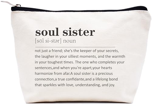 LIBIHUA Make-up-Tasche für Damen, Kosmetiktasche, Geschenke für sie, Reisetasche, Beige, 9.8 ″ W x 7″ H x 2.7″ Bottom, 801-soul Sister Not Just LIBIHUA Make-up-Tasche für Damen, Kosmetiktasche, Geschenke für sie, Reisetasche, Beige, 9.8 ″ W x 7″ H x 2.7″ Bottom, 801-soul Sister Not Just von LIBIHUA