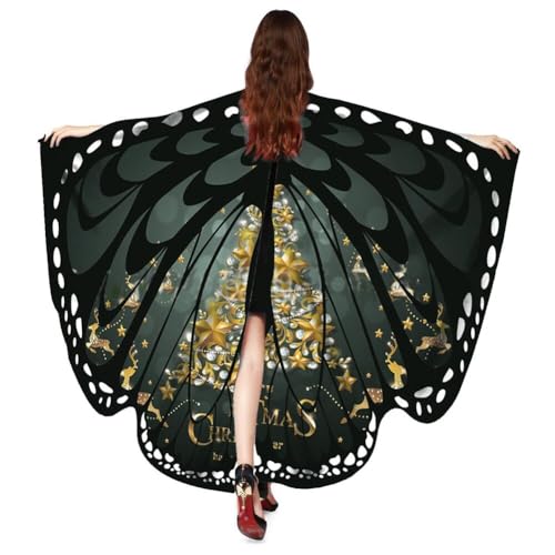 LICHENGTAI Schmetterling Umhang Damen Farbverlauf Bunte Druck Schmetterlingflügel Schal Fee Flügel Umhang Schal Pixie Cosplay Zubehör für Fasching Party Halloween Cosplay Karneval von LICHENGTAI