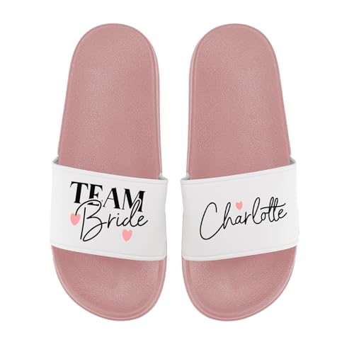 LIEBTASTISCH Badelatschen Personalisiert - Team Bride - Wunschname - JGA - Geschenk zur Hochzeit - Braut - Heirat - Party (Rosa, 37) von LIEBTASTISCH