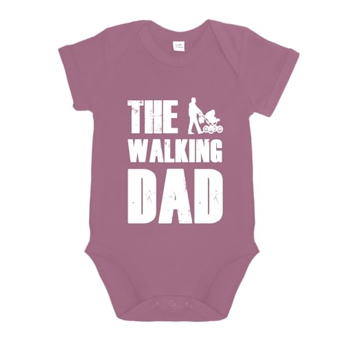 LIEBTASTISCH - My Dad is the walking Dad - Baby body kurzarm - Strampler - mit Druckknöpfen - 100% Bio Baumwolle - Geschenk - Geschenkidee - Vatertagsgeschenk - Vatertag (Pink, 0-3 Monate) von LIEBTASTISCH