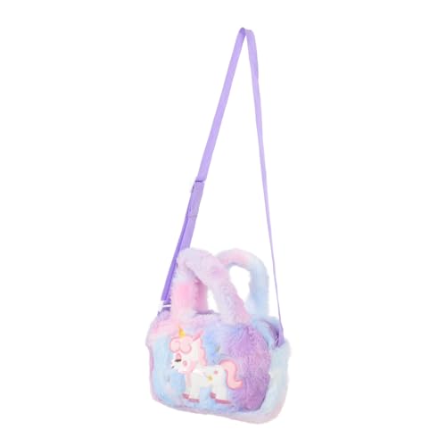 LIFKOME Einhorn-Tasche Tragetaschen Für Damen Kinder Geldbörse Reisegeschenk Geldbörse Für Kleinkinder Umhängetasche Für Kinder Beutel Karikatur Plüsch Reisen Kleine Quadratische Tasche von LIFKOME