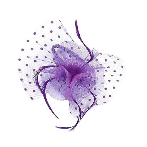 LIFKOME Spitzenblumenhut Damenhut Haargummis Cocktailkleid Für Damen Vintage-hüte Fascinator Hut Kopfschmuck Fascinatoren Für Damen Braut Kopfschmuck Violett Gittergewebe Zubehör Fräulein von LIFKOME