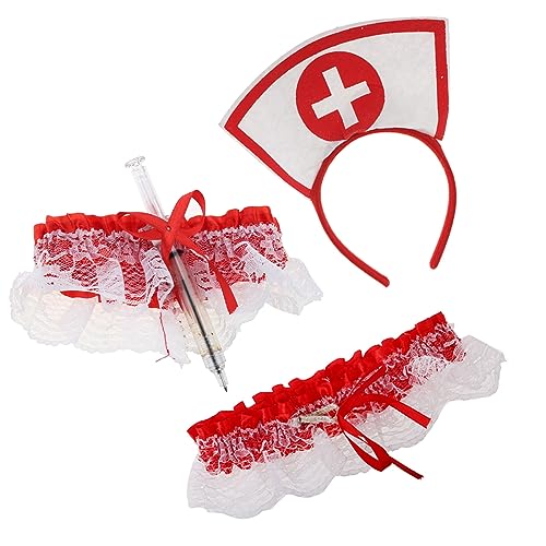 Halloween-Kostüm-Set, Cosplay, Krankenschwester, Stirnband, Stift, Stethoskop, Oberschenkel, Kette, Kostüm, Anzug, Halloween-Haar-Accessoires von LIGSLN