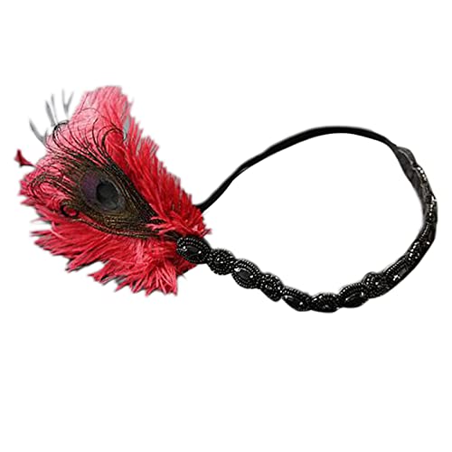 LIGSLN Flapper-Stirnband, Maskerade-Kopfschmuck, Feder-Kopfschmuck, Damen, Karneval, Karneval, Kopfschmuck, Federn, Gatsbys, Kopfbedeckung, 1920er-Jahre, Flapper-Stirnband für Damen von LIGSLN