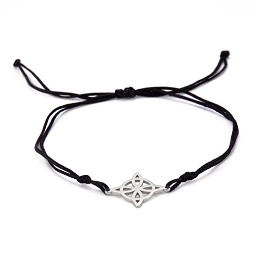 Hexenknoten Armband Hexerei Anhänger Amulett Irisch Keltisch Knoten Armbänder heidnisch Wicca Symbol Charme Vintage Schmuck für Männer Frauen (Schwarz,Silber) von LIKGREAT