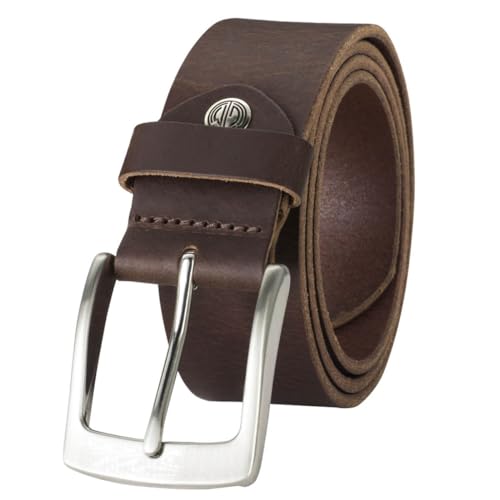 LINDENMANN Leder-Gürtel Herren 40 mm breit, Gürtel Herren Vollrindleder dunkelbraun, Größe/Size:105, Farbe/Color:braun von LINDENMANN