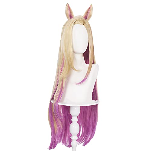 KDA Baddest Ahri Cosplay Wigs KDA Cosplay Blonde Mixed Pink Wigs with Ears Heat Resistant Synthetic Hair + Wig Cap KDA Baddest Ahri Cosplay Wigs KDA Cosplay Blonde Mixed Pink Wigs with Ears Heat Resistant Synthetic Hair + Wig Cap von LINGCOS