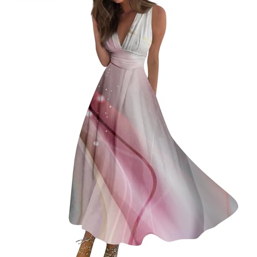 LINGHAOEU Sommerkleid Damen Lang Prime Days Sommerkleid Damen Leicht Mittelalter Kleidung Damen Abendkleider Lang 44 Sommer Dress L von LINGHAOEU