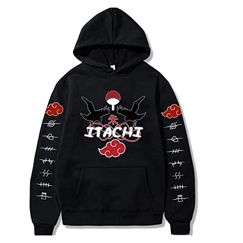 LINGXIAO Jungen Uchiha Itachi Hoodie Pullover Hoodie mit Taschen Anime Print Hoodie für Anime Fans (C,L) von LINGXIAO