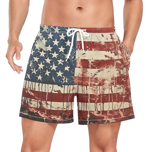 LINNIKEEEE Abstraktes Usa Flaggenmuster Badehose,Badehose,Boardshorts,Schnell Trocknende Badebekleidung Badeanzüge Kurze Hosen für Strand Herren LINNIKEEEE Abstraktes Usa Flaggenmuster Badehose,Badehose,Boardshorts,Schnell Trocknende Badebekleidung Badeanzüge Kurze Hosen für Strand Herren von LINNIKEEEE