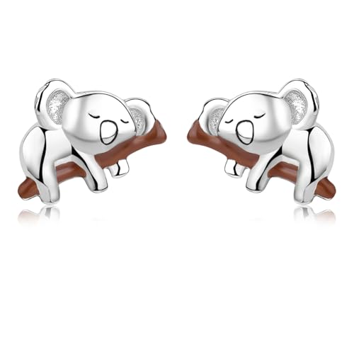 Koala Ohrringe für Mädchen 925 Sterling Silber Hypoallergen Niedliche Tierohrstecker Weihnachtsschmuckgeschenke für Mädchen, Teenager und Töchter von LINSTER