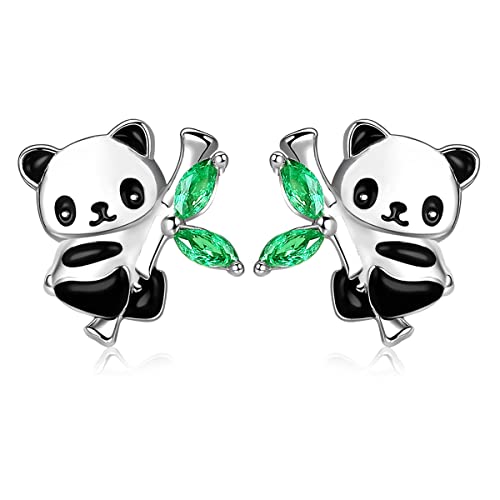 Panda Ohrringe Mädchen 925 Sterling Silber hypoallergen Niedliche Panda Ohrstecker Geburtstagsgeschenke für Mädchen Kinder Damen von LINSTER