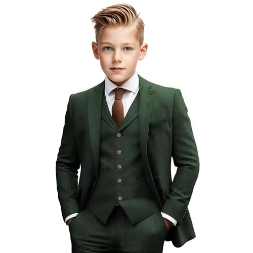 LIRDDY Jungen Tweed Anzug 3-teilig Anzüge für Kinder Smoking Anzug für Jungen schmale Passform formelle Hochzeitsball,Dunkelgrün 14-15 Jahre LIRDDY Jungen Tweed Anzug 3-teilig Anzüge für Kinder Smoking Anzug für Jungen schmale Passform formelle Hochzeitsball,Dunkelgrün 14-15 Jahre von LIRDDY