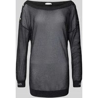 LIU JO SPORT Pullover aus Viskose-Mix in semitransparentem Design in Metallic Black, Größe L von LIU JO SPORT