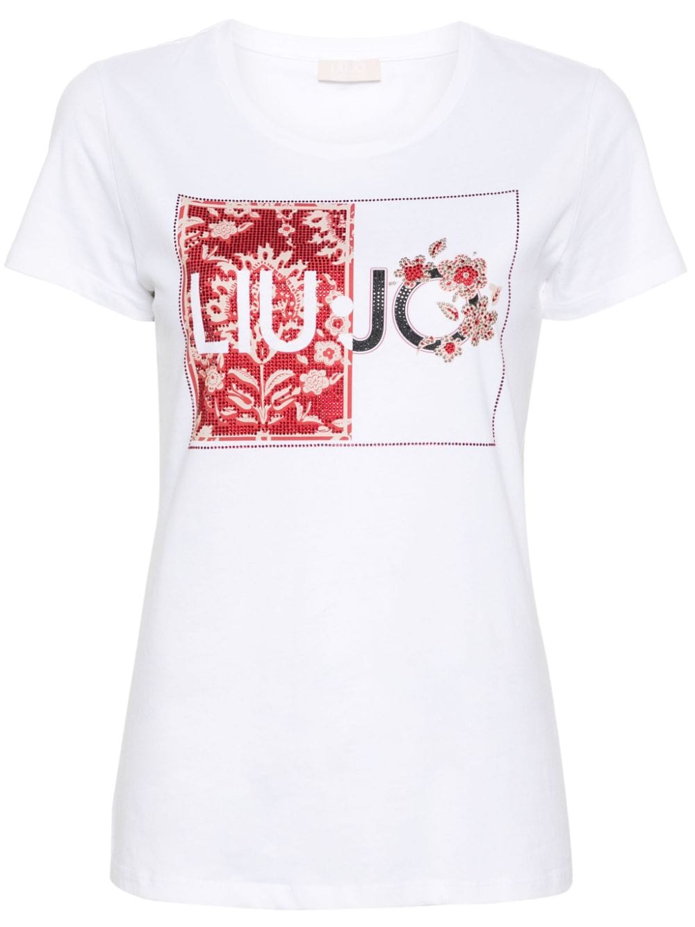 LIU JO T-Shirt mit Kristall-Logo - Weiß von LIU JO