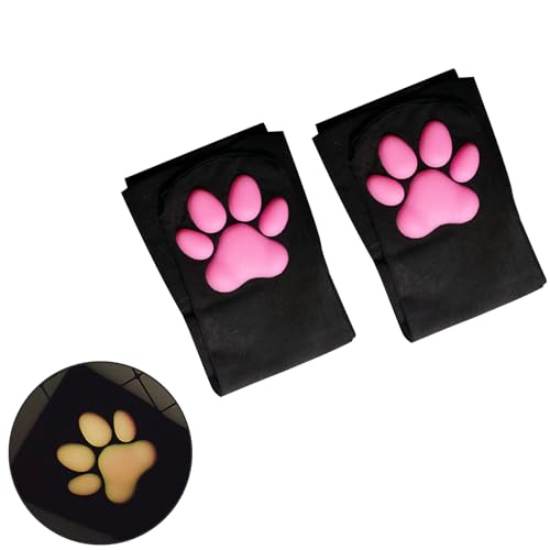 LIUASMUE Cat Paw Oberschenkelhohe Socken, niedliche weiche 3D-Zehenbohnen, Socken, Kätzchen, Krallenpolster, Socken, Nachtlichter, Katzenpfote, Overknee-Strümpfe, 1, S/L von LIUASMUE