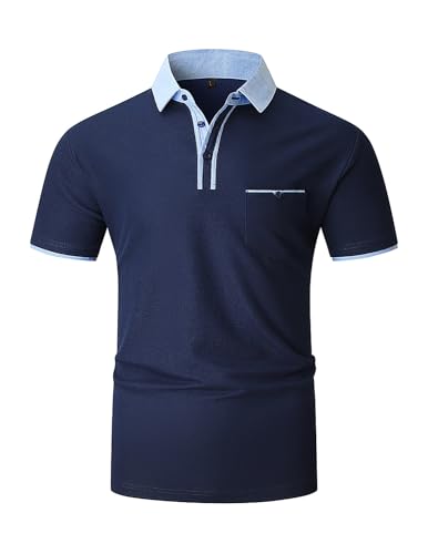 LIUPMWE Poloshirt Herren,Kurzarm T Shirts Männer,Polohemd Herren Baumwolle Golf Casual T-Shirt M-XXXL,XL,Blau-41 von LIUPMWE