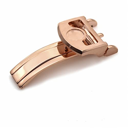 LIUYAPENG Faltschließe Aus Edelstahl Mit Faltschließe, Passend For IWC-Segeltuchleder, Echtes Aligator-Uhrenzubehör, Teil 18 Mm (Color : Rosegold buckle-01) von LIUYAPENG