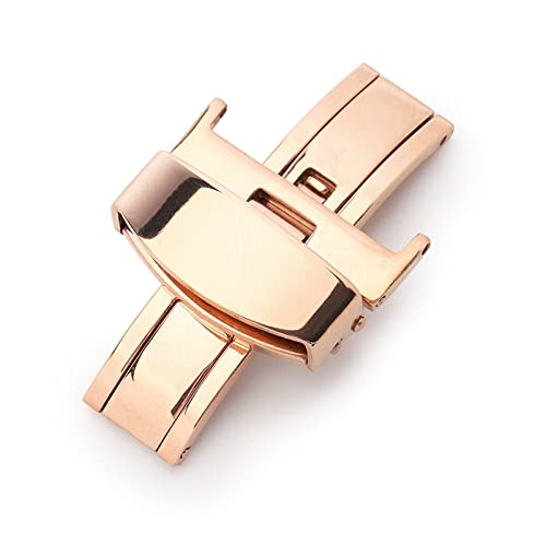 LIUYAPENG Passend for Tissot Passend for Armani 316L Metall Edelstahl Double Press Schmetterlingsschnalle 14 16 18 20 22 24mm Hochwertige Universaluhrschnalle (Color : 16mm Rose Gold) von LIUYAPENG