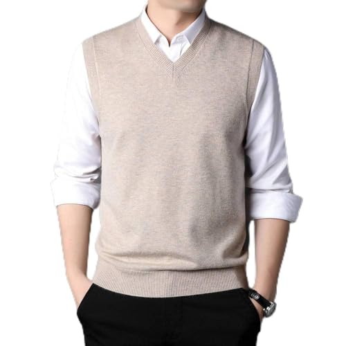 LIUYUYOUGO Pullunder Für Herren,Herren Strickpullover Weste Lässig Einfarbig Spleißen Slim Fit V-Ausschnitt Herbst Winter Warm Ärmellos Strick Pullover Stricken Tank Tops Bluse,Beige,M LIUYUYOUGO Pullunder Für Herren,Herren Strickpullover Weste Lässig Einfarbig Spleißen Slim Fit V-Ausschnitt Herbst Winter Warm Ärmellos Strick Pullover Stricken Tank Tops Bluse,Beige,M von LIUYUYOUGO