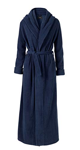 LIVEINU Damen Herren Warm Bademäntel mit Schalkragen Extra Lang Saunamantel mit Gürtel Tasche Reisebademantel Morgenmantel Bathrobe Weich Super Flauschig Blau EU XL von LIVEINU