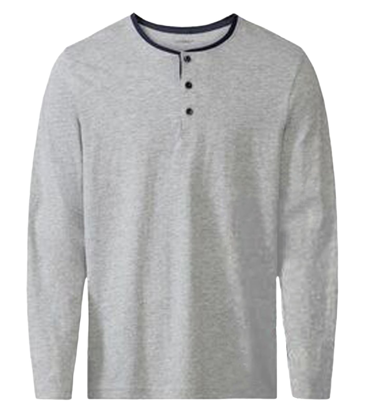 LIVERGY Herren Pyjama Top mit 3er Knopfleiste Nachtwäsche Schlaf-Shirt 390208-2201 Grau von LIVERGY