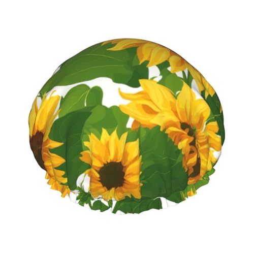 Doppelschichtige Duschhaube, Sonnenblumen-Druck, Badehaube, Duschhaube, für Damen und Herren, für den Salon oder Zuhause Doppelschichtige Duschhaube, Sonnenblumen-Druck, Badehaube, Duschhaube, für Damen und Herren, für den Salon oder Zuhause von LIXLZH