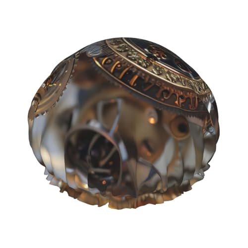 Doppelschichtige Duschhaube mit Uhr-Zahnradaufdruck, Badehaube, Duschhaube, für Damen und Herren, für den Salon oder Zuhause Doppelschichtige Duschhaube mit Uhr-Zahnradaufdruck, Badehaube, Duschhaube, für Damen und Herren, für den Salon oder Zuhause von LIXLZH
