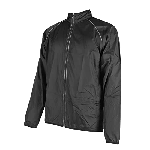 Wasserdichte Fahrradjacke, Schwarz, Atmungsaktiv, Windjacke, Reißverschluss, Leicht, Zum Wandern (XL) von LJCM