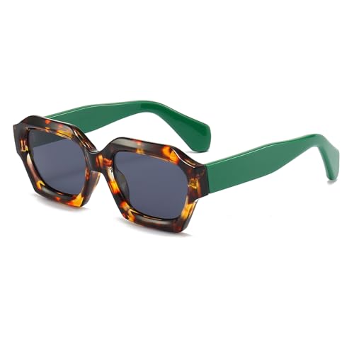 LJCZKA Sonnenbrille Damen Vintage Eckig Herren Rechteckige Sonnenbrille Dicker Rahmen Mode Brille UV400 Schutz von LJCZKA