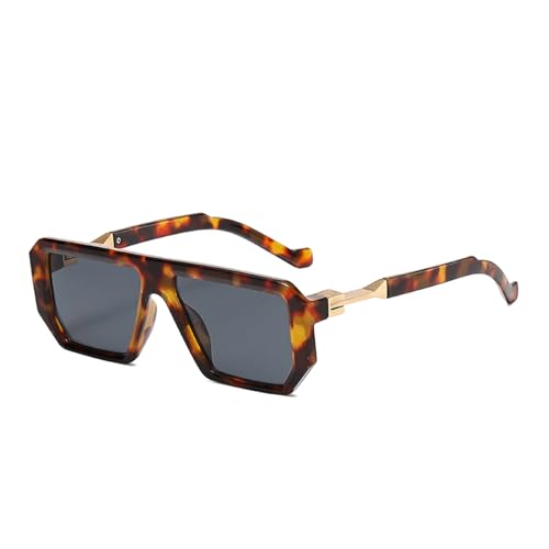 LJCZKA Trendy Sonnenbrille Eckig für Herren Damen, Klassisch Retro 70er Pilotenbrille Sonnenbrille Quadratisch Rechteckig Brille mit UV400 Schutz von LJCZKA