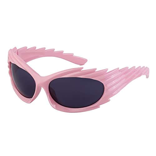 LJCZKA y2k Wraparound Sonnenbrille für Damen Herren, Unregelmäßige Trendy Sonnenbrille Oval Schnelle Große Brille Sportbrille Fahrradbrille mit UV-Schutz von LJCZKA