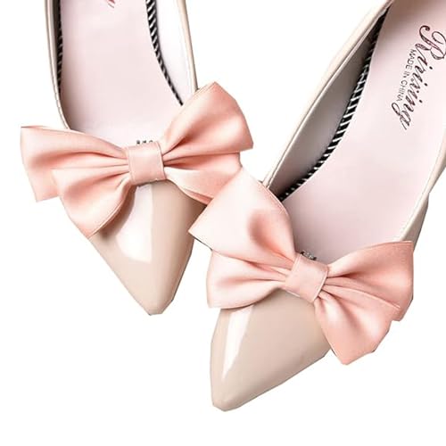 LJRPUPY Absatzschuhe für Hochzeiten, Partys, flache Schuhe, Accessoires, elegante Schleife, abnehmbare Schuhschnallen für Damen und Mädchen, Polyester von LJRPUPY