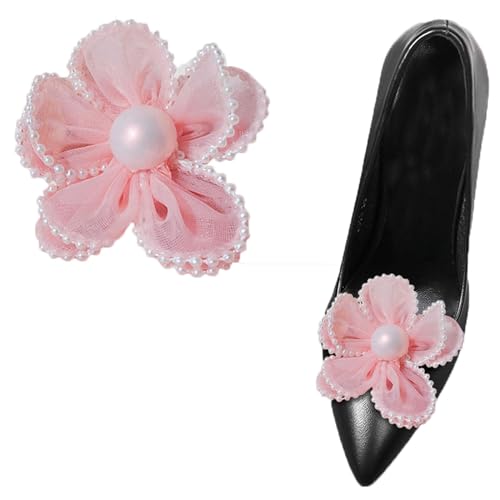 LJRPUPY Elegante Schuhclips mit Blumenmuster und Perlen, abnehmbare Schuhschnalle, Schuhdekorationen für Damen, Pumps, flache Schuhe, Satin von LJRPUPY