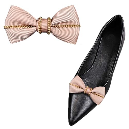 LJRPUPY Schuhclips mit Schleife, mit Ketten, für Kleider, Hüte, Schuhe, Schmuck, Dekorationen, Zubehör für Damen, 2 Stück, Satin von LJRPUPY