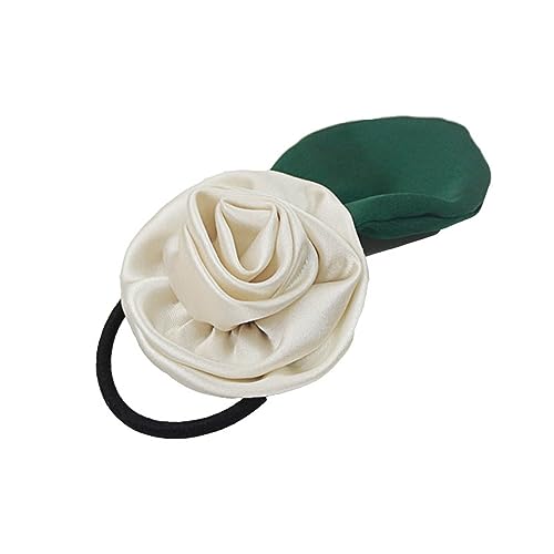 Handgefertigte Haargummis mit Rosenblüten für Pferdeschwanz, Haargummis, elastisch, Blumen-Haarbänder, Schmuck, handgefertigte Rosen-Haarbänder, Blumen-Haargummis für Frauen und Mädchen, einfarbige von LKOOFHNM