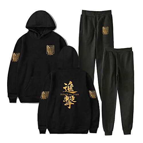 LKY STAR Attack On Titan Trainingsanzug Set Hoodie und Jogginghose 2-teiliges Zweiteiliges Sweatshirt für Männer Frauen Teenager XXS-4XL von LKY STAR